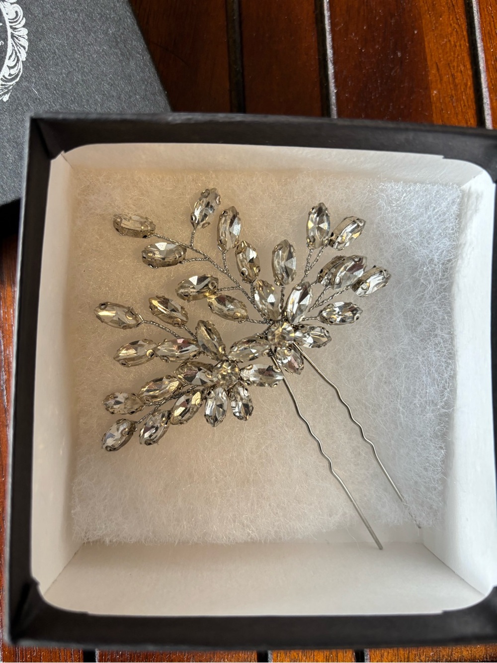 Silver Crystal Floral Hair Pin - Unbranded